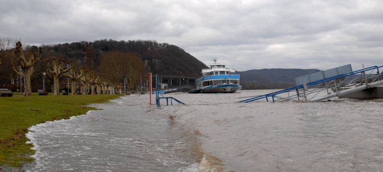 Das Hochwasser 2013 in Andernach am Rhein.